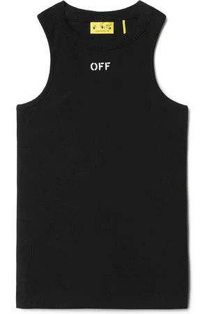 OFF-WHITE Canotta a costine trasparente con timbro Off