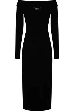Balmain Vestito midi con cerniera in maglia