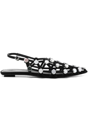 The Attico Ballerina con griglia in pelle scamosciata W