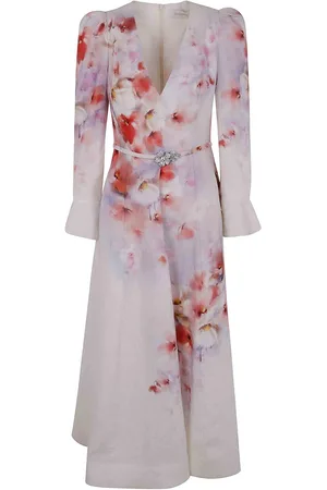ZIMMERMANN Vestito midi con maniche arricciate