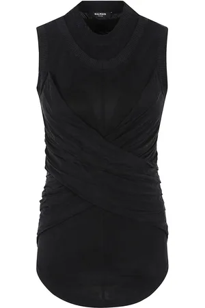 Balmain Canotta Sl con doppio colletto intrecciato