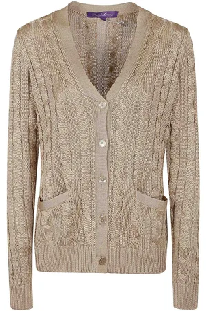 Ralph Lauren Cardi Cardigan a maniche lunghe a trecce