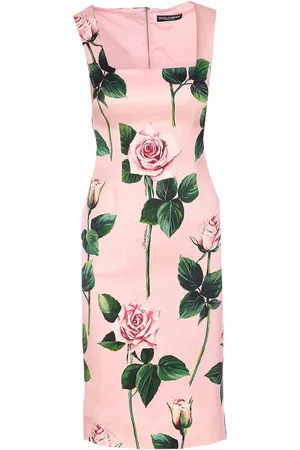 Dolce & Gabbana Vestito raso con stampa rosa