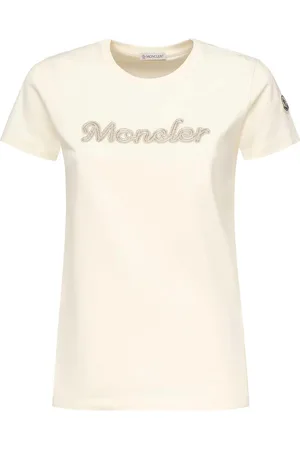 Moncler T-shirt con logo ricamato con perle