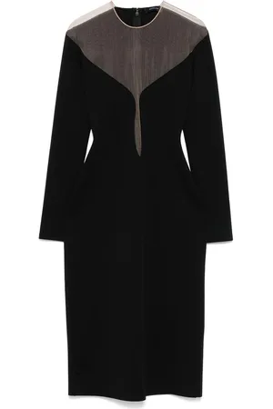 MUGLER Vestito midi con scollo illusione
