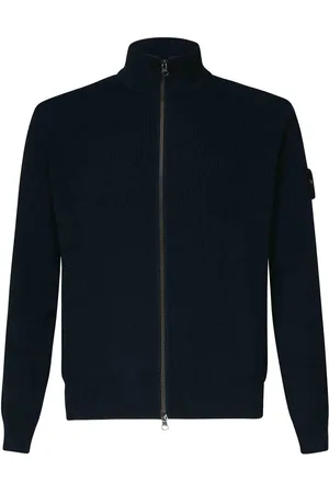 Stone Island Cardigan con zip e nervature