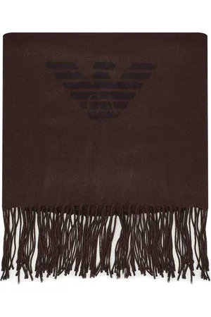 Emporio Armani Sciarpa con frange e stampano aquila