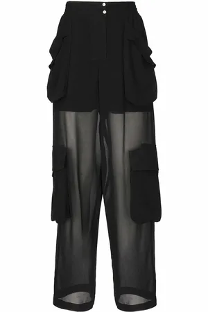 Pinko Pantaloni cargo in georgette trasparente
