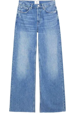 ANINE BING Jeans a gamba larga logo-patch