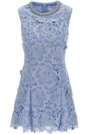 Self-Portrait Mini Vestito in pizzo blu