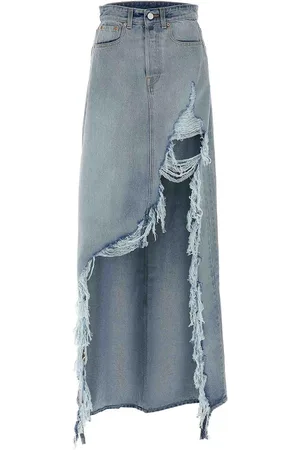 Vetements Gonna maxi di denim distrutta