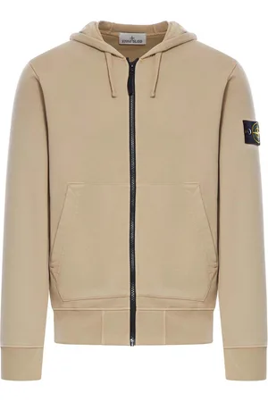 Stone Island Felpa Zip In Cotone Con Applicazione Bussola