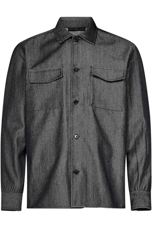 LOW BRAND Overshirt in denim di lana grafite
