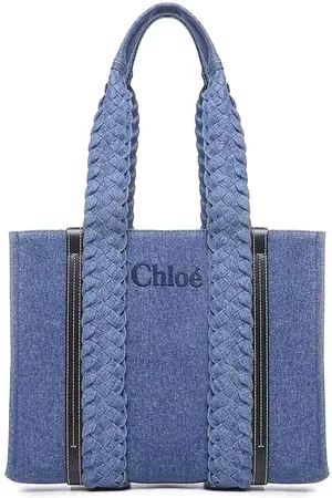 Chloé E Borsa tote piccola in denim legnoso