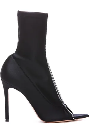 Gianvito Rossi Stivaletti open toe in raso con cristalli