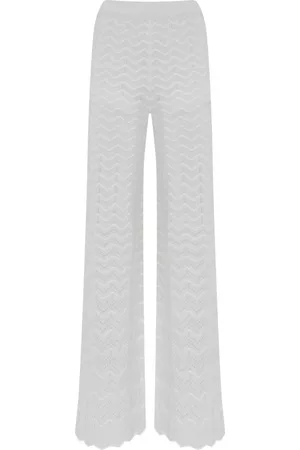 D.EXTERIOR Pantaloni in pizzo perforato viscoso e cotone