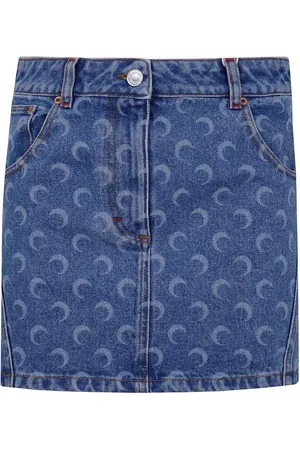 Marine Serre Mini gonna in denim laser lunare