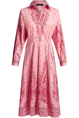Etro Vestito in cotone rosa midi