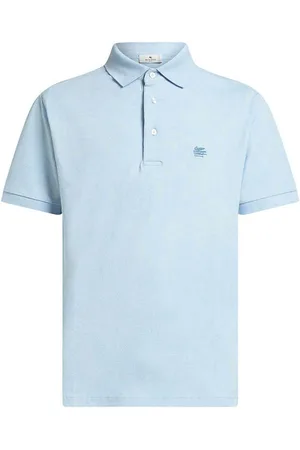 Etro Polo in cotone jacquard azzurro