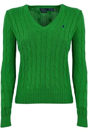 Ralph Lauren Maglione in Maglia a Trecce Con Scollo A V