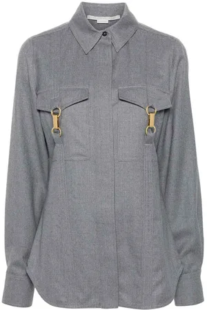 Stella McCartney Camicia di lana impreziosita da fibbie