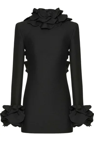 VALENTINO GARAVANI Vestito corto ricamato in crepe couture
