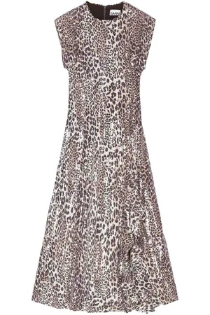 Ganni Vestito midi leopardo con paillettes