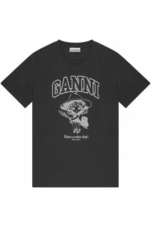 Ganni T-shirt rilassata in strega di cotone di base