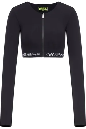 OFF-WHITE Top ritagliato con band logo