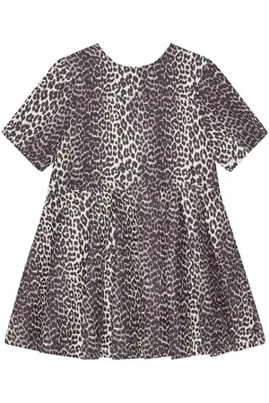 Ganni Mini Vestito di tweed cotone leopardo