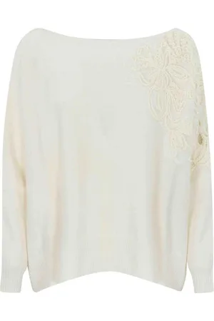 D.EXTERIOR Maglia In Misto Cashmere Con Ricami Floreali
