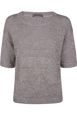 D.EXTERIOR Maglione a maniche corte in cristalli di lino
