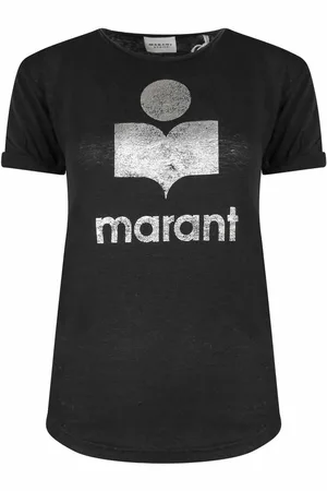 Isabel Marant T-shirt in lino con logo laminato