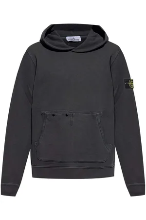 Stone Island Felpa Con Cappuccio In Cotone Con Patch Logo