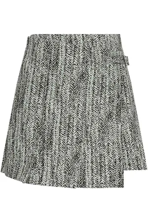 Ganni Mini gonna in avvolgimento in tweed di cotone