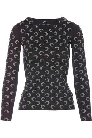 Marine Serre Top in Jersey con Luna Strass