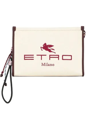 Etro Pochette con zip logata e dettaglio logato