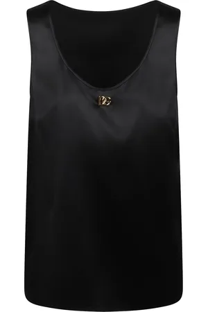 Dolce & Gabbana Top Canotta In Raso Con Logo Dg
