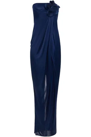 Elisabetta Franchi Vestito In Raso Con Applicazione A Fiori