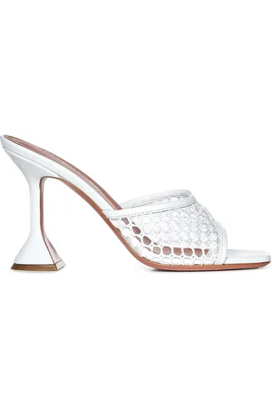 Amina Muaddi Lupita Net 95 White Rafia