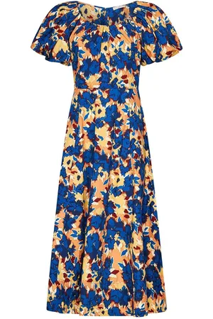 ULLA JOHNSON Abito midi di cotone arancione
