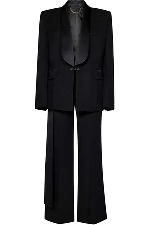 Victoria Beckham Black Wool Blend Grain de Poudre Smoking smok
