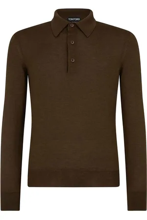 Tom Ford Polo a maniche lunghe in seta sottile color