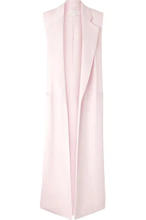 GENNY Gilet lungo in raso rosa pastello lucido