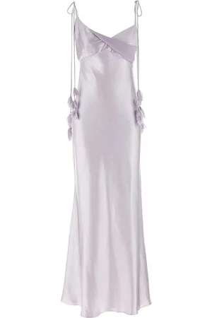 Self-Portrait Vestito maxi fiore di raso lilla