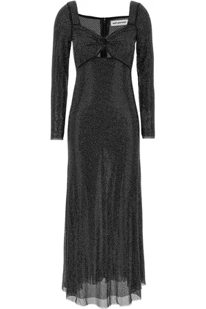 Self-Portrait Vestito midi mesh rina nera