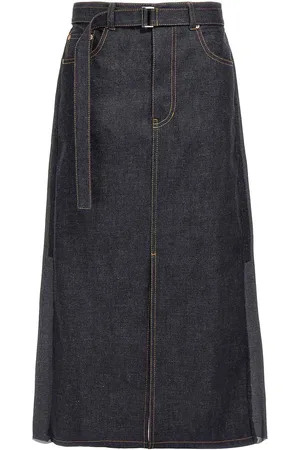 SACAI Gonna di denim pieghettata