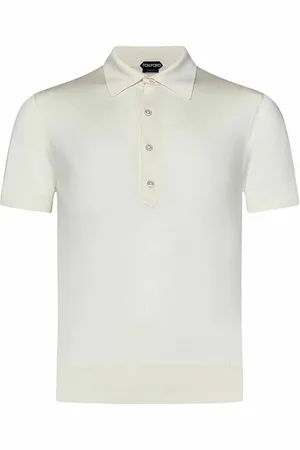 Tom Ford Polo a maniche corte bianche in avorio in set