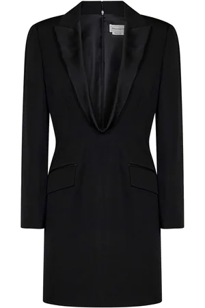 Alexander McQueen Mini abito-giacca nera in Grain De Poudre