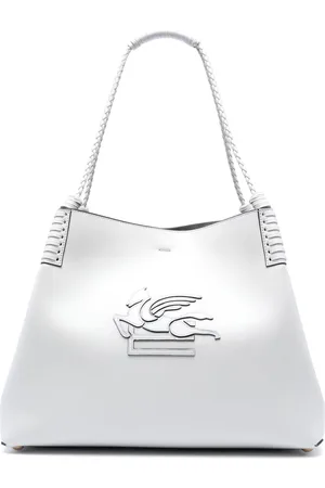 Etro Borsa in pelle marrone con logo ricamato
